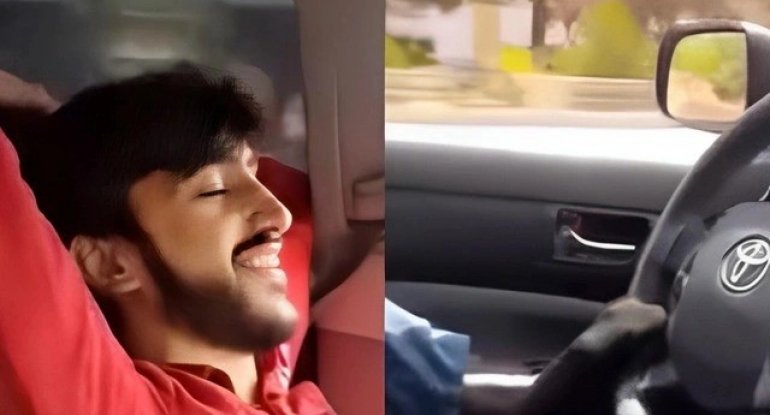 Ayağı ilə “Prius” sürən gənc həbs edildi - Video