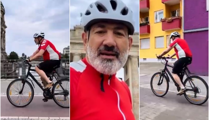 Nikol Paşinyan Berlində də velosiped klipi çəkdirdi
