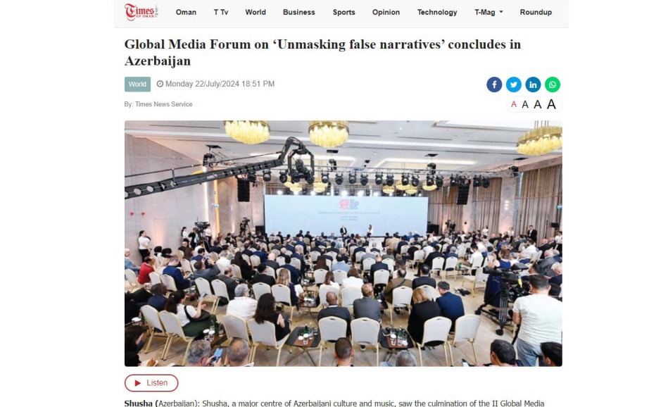 Dünya hələ də 2-ci Şuşa Qlobal Media Forumundan danışır