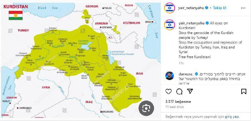 Israildən "azad Kürdüstanıın" yaradılmasına çağırış edildi