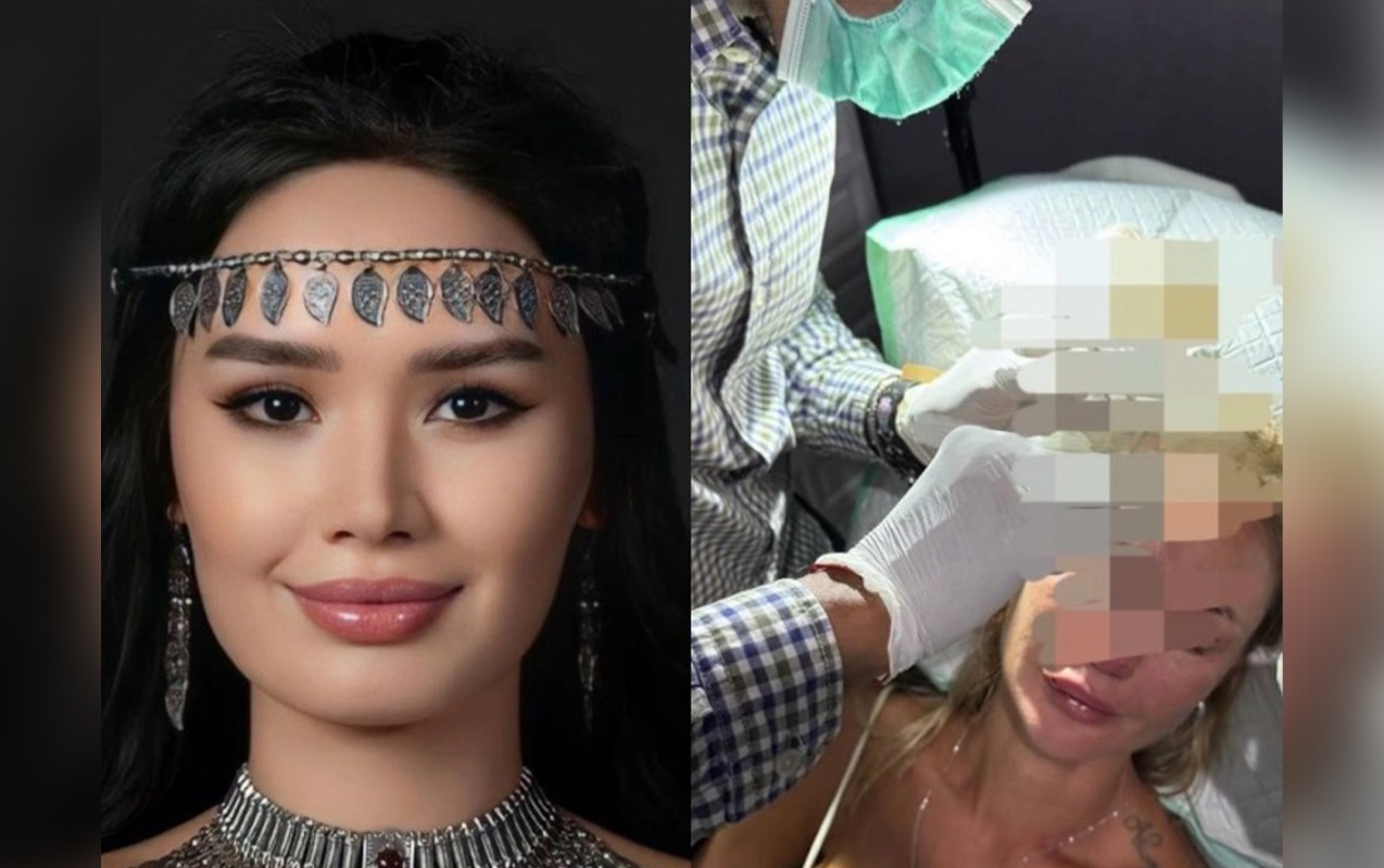 Qazaxıstanlı model rus bloqerin başına stəkan çırpdı - Fotolar