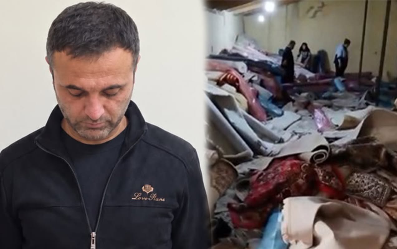 Xalçaları yumaq adı ilə bu anbara yığırmış - Saxlanıldı - Video
