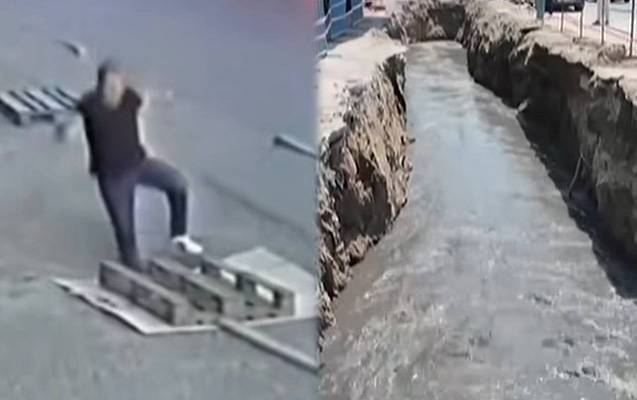 6 ay əvvəl orada yol çökübmüş - Cümşüd “lyuk”a düşməyib+Video