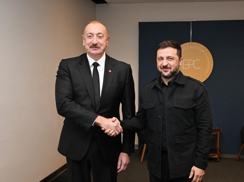 Prezident İlham Əliyev Zelenski ilə görüşüb - FOTOLAR