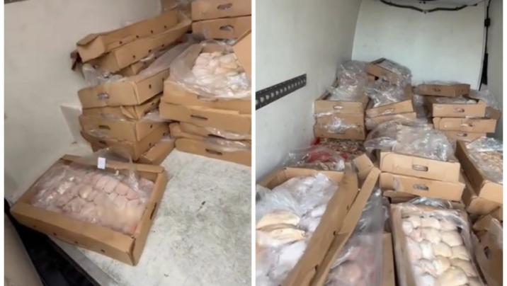 Yol polisi istifadəyə yararsız 600 kiloqram toyuq əti aşkarladı - VİDEO