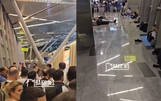 Moskvadan Gəncəyə gələnlər aeroportda qaldı - Video