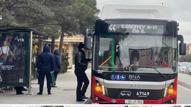 44 nömrəli marşrutda dava - İnsanlar yollarda qalıb (VİDEO)
