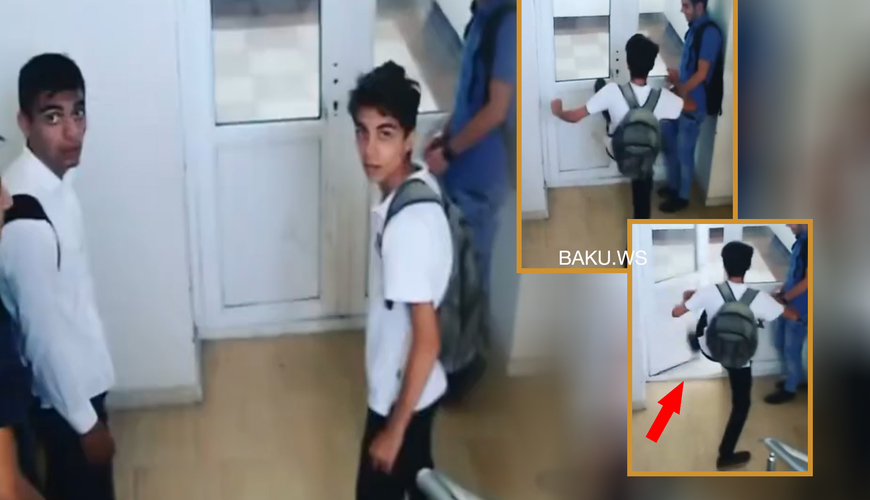 Məktəbdə daha bir OLAY - Şagird qapını təpiklə açdı - VİDEO