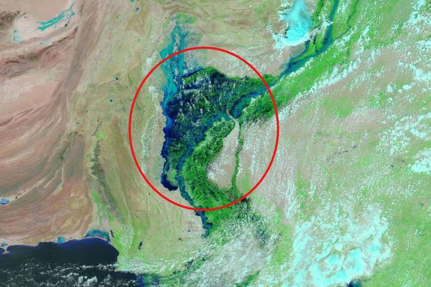Pakistanda təbii fəlakət 100 km enində göl yaratdı - FOTO/VİDEO