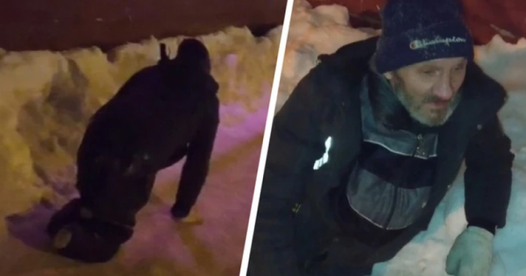 Polisdən RƏZALƏT: Hər iki ayağı olmayan adam qarda 2 km yolu əlləri ilə sürünərək GETDİ - FOTO