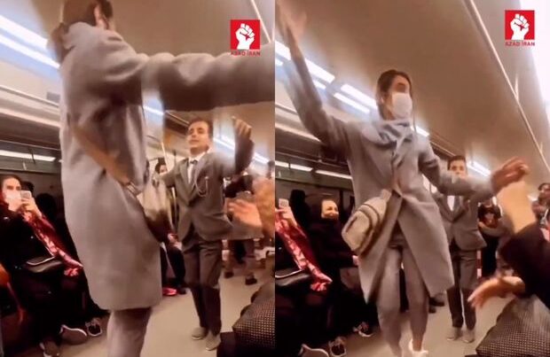 Tehranda metroda gənc qızla yeniyetmə oğlanın rəqsi hamını heyran etdi - VİDEO