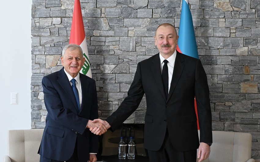 Prezident İlham Əliyev Davosda İraq Prezidenti ilə görüşüb
