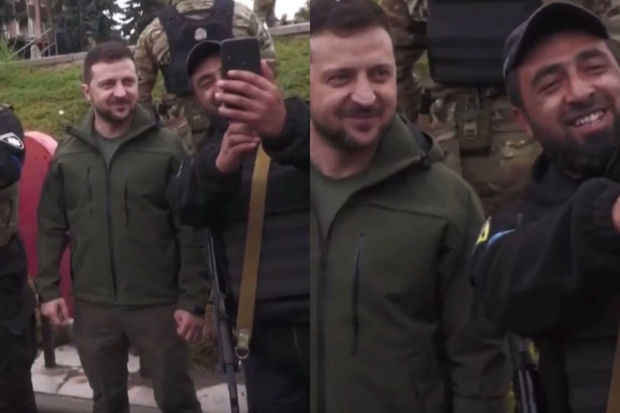 Zelenski ilə selfi çəkən döyüşçü: “Mən onu Azərbaycana göndərəcəyəm” - VİDEO