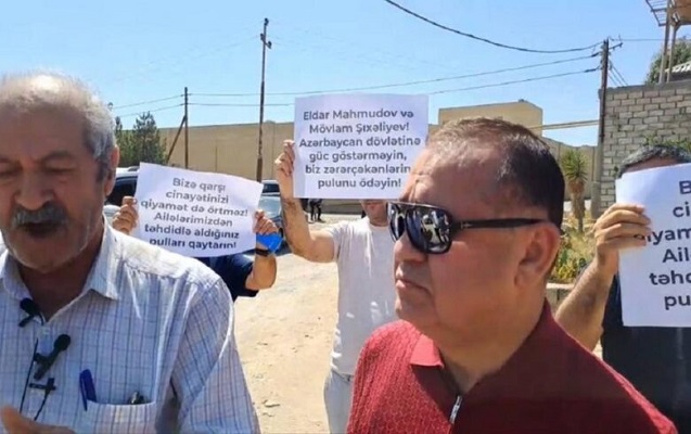 Eldar Mahmudovun villasının qarşısında etiraz - Foto