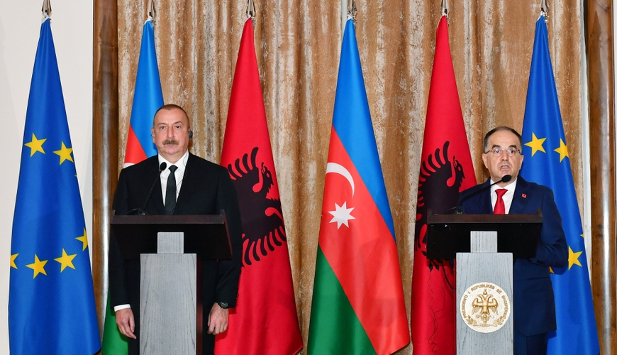 Azərbaycan və Albaniya prezidentləri mətbuata bəyanatlarla çıxış ediblər - YENİLƏNİB - FOTO