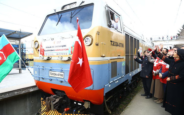 Azərbaycandan dəmir yolu ilə Türkiyəyə yardım göndərildi - Fotolar