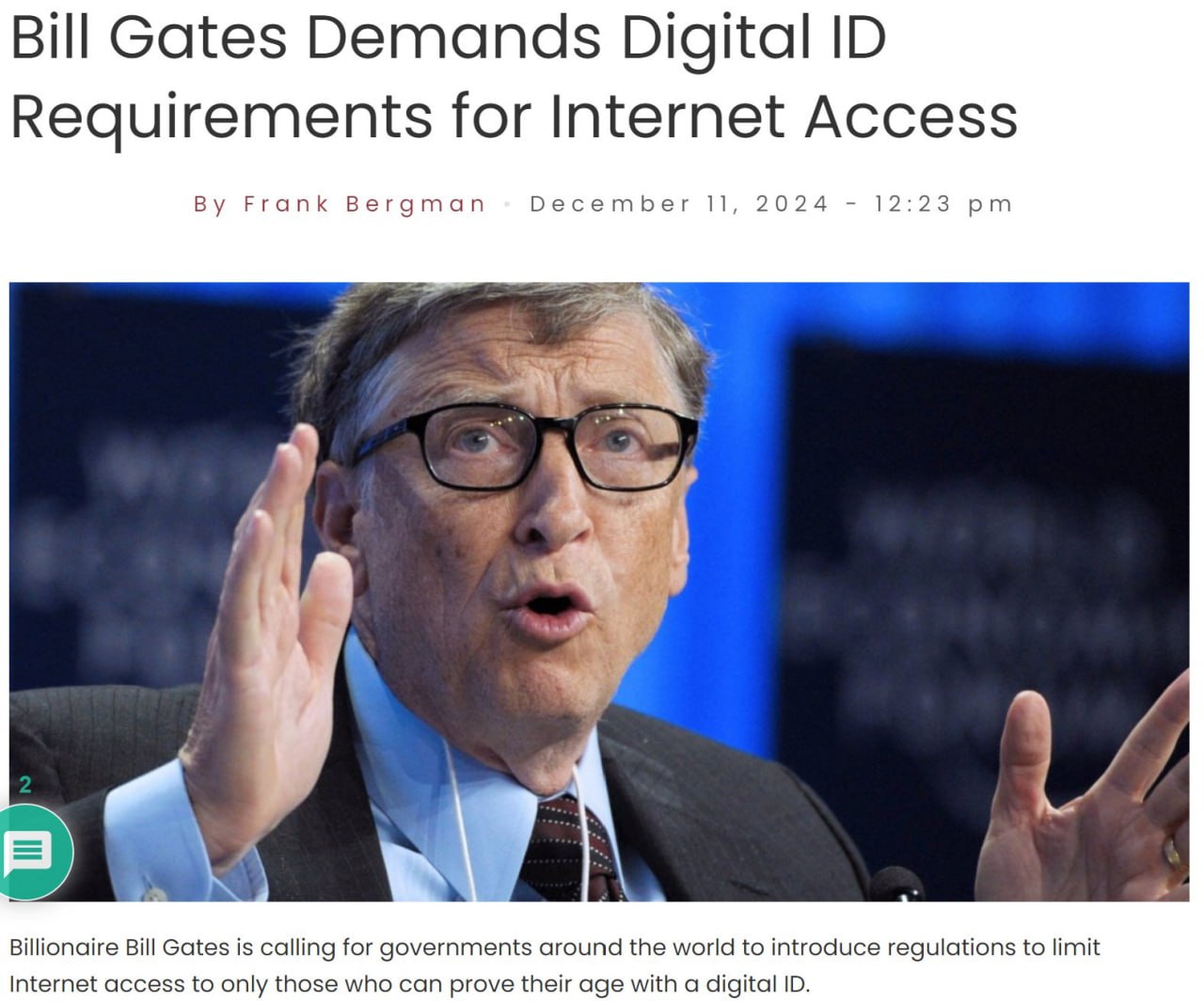 Bill Qeyts yalnız rəqəmsal sənədlə internetə girişə icazə verilməsini təklif edir