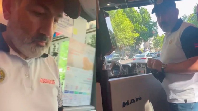 Paşinyan işə avtobusla getdi - Video