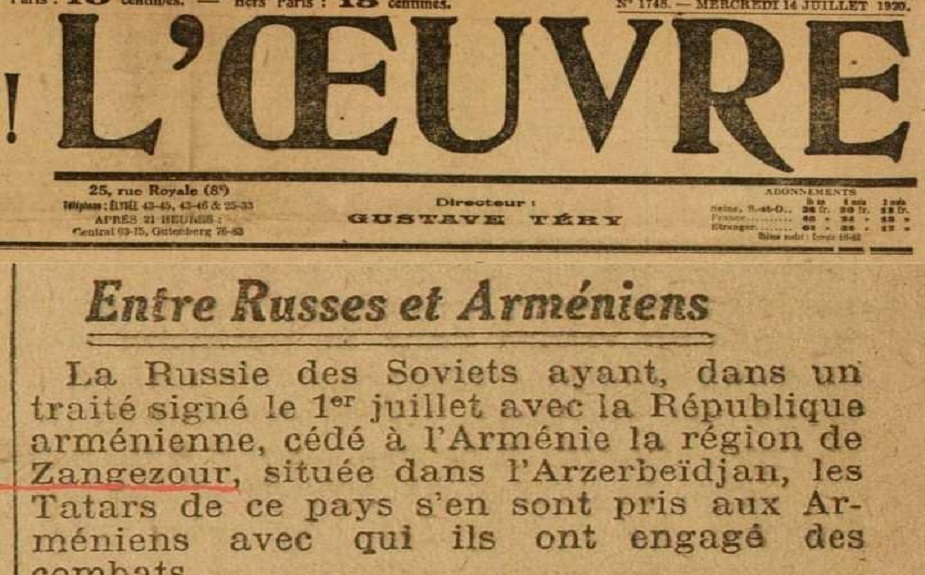 Zəngəzuru ermənilərə kim verdi-Fransa yoxsa Rusiya...